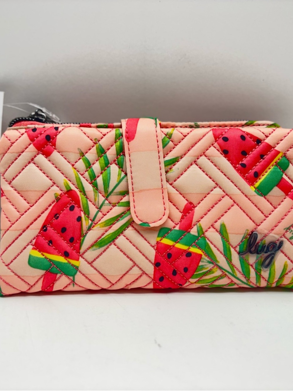 NWT Lug TRAM in POPSICLE PINK Quilted Wallet with Watermelon Motif